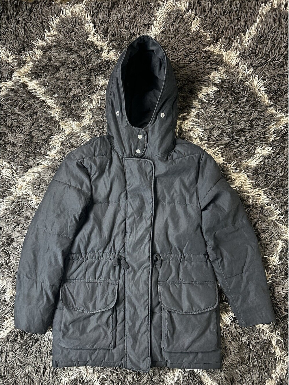 Abercrombie & Fitch Hooded Parka Jacket Mens Medium Black Water Wind Resistant